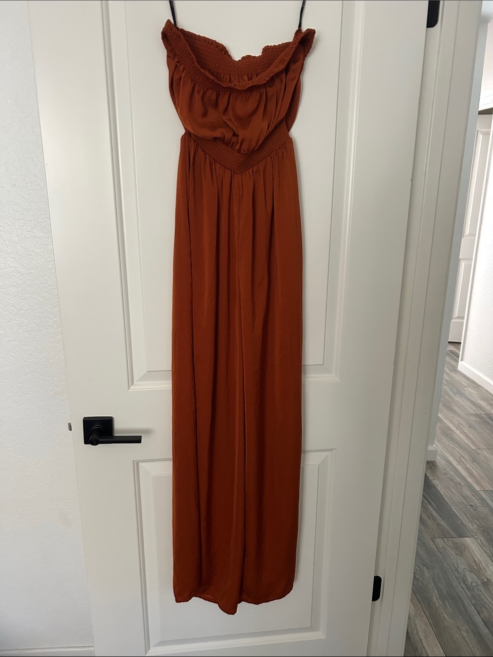 Women’s Rust Maxi jumpsuit with Smocked Waist